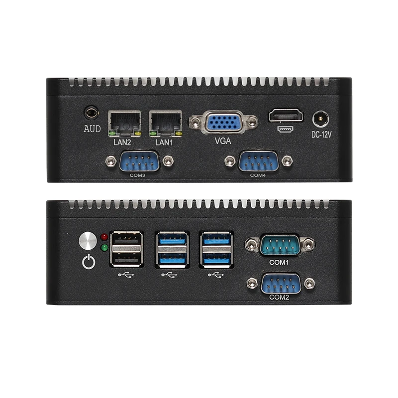 Helorpc Industrial Mini PC with Inter Celeron N5100 Support DDR4 Fanless Computer with 4xUSB3.0 2xUSB2.0 1xHDMI 1xVGA 4xRS232
