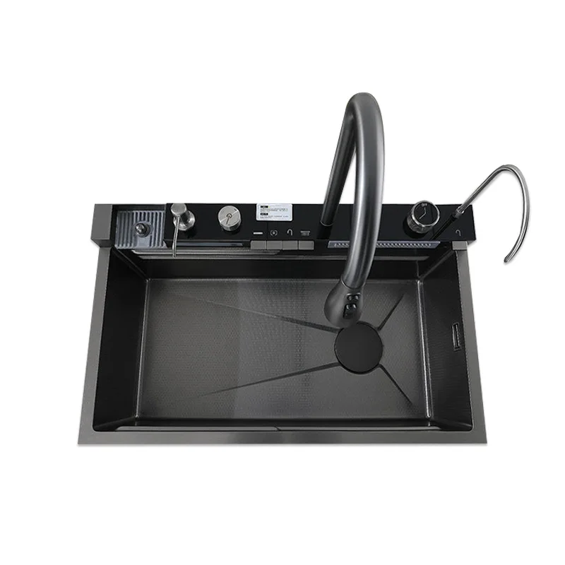 

Large single tank, vegetable basin, stainless steel, kitchen household, multi-function, digital display