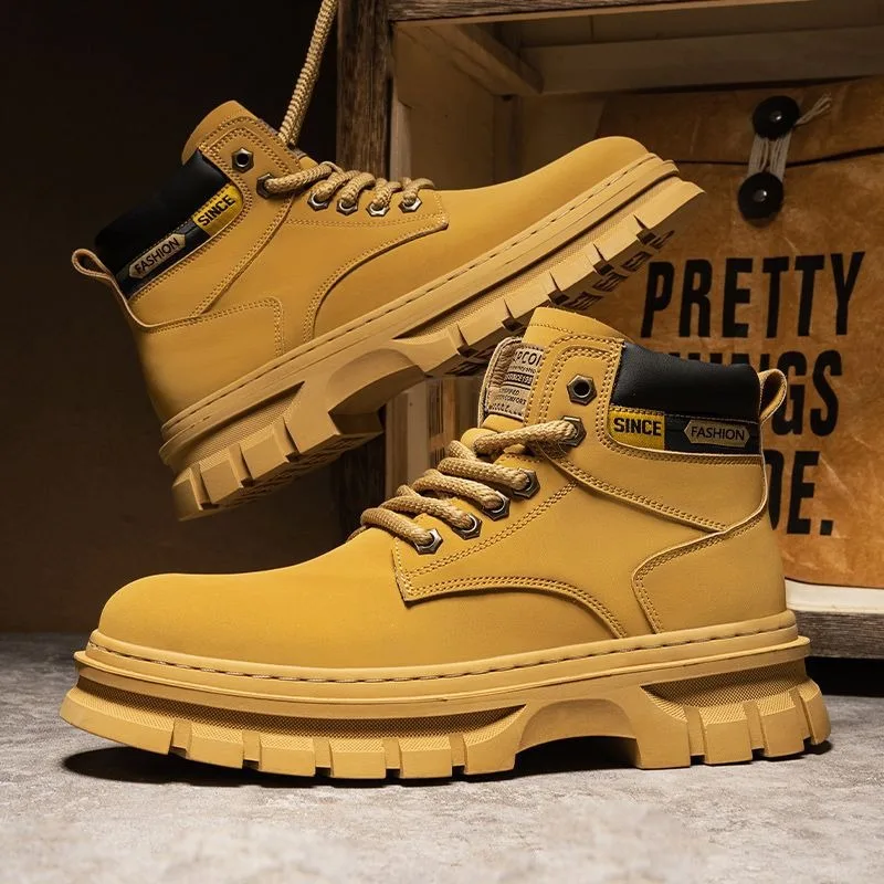 Stivaletti con plateau da uomo vintage Autunno Inverno Stivali in pelle Chelsea britannici Stivaletti da lavoro casual caldi antiscivolo da esterno Botas Hombre