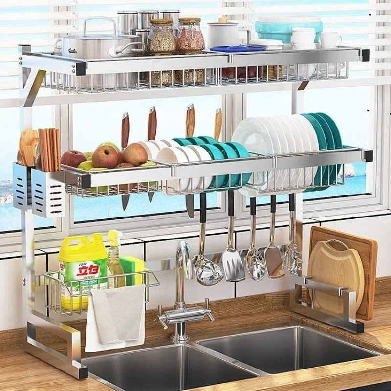 Expandable Over Sink Dish Drying Rack Snap On Design Large Stainless Steel Dish Drainer Kitchen Counter Organizer