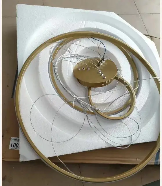 

Acrylic Circle Gold/Black/Gold Pendant for Living Room Dining Kitchen Circle Ring Aluminum Body Lamp Fixture Inner LED Lighting