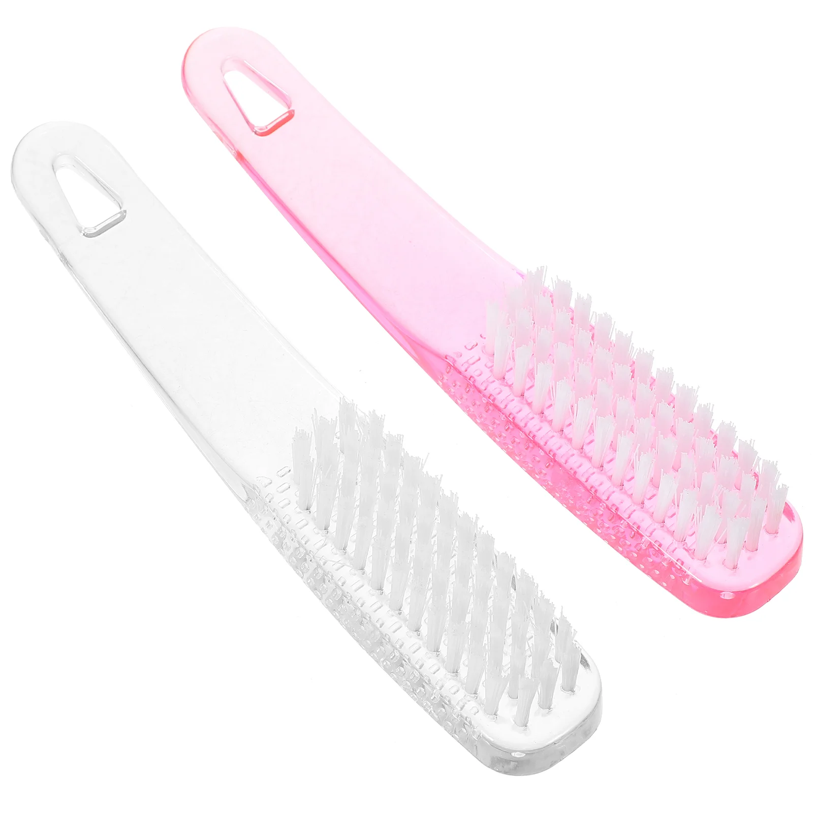 2 Pcs Nail Scrubber Brush Cleaning Curved Handle Dust Manicure Plastic Supplies for Nails