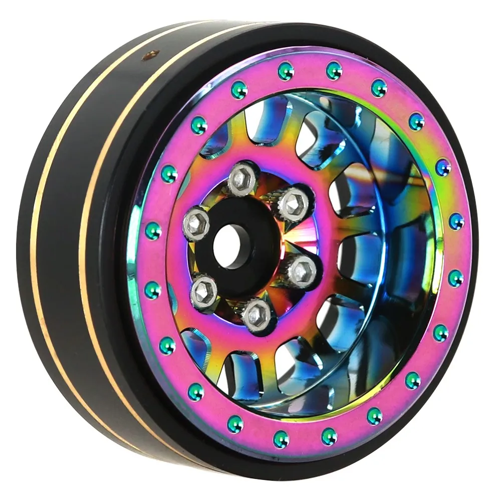 

26g Colorful Aluminum+brass 1.1" Beadlock Wheel Rims For 1/24 1/18 Rc Crawler Car Axial Scx24 Ax24 Traxxas Trx4m Fms Fcx24