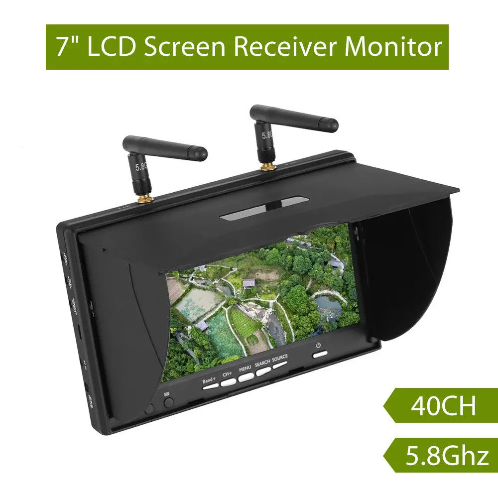 LCD5802D 5804 5.8G 40CH 7 Inch Raceband FPV Monitor 800x480 With DVR Build-in Battery Video Screen For FPV Multicopte