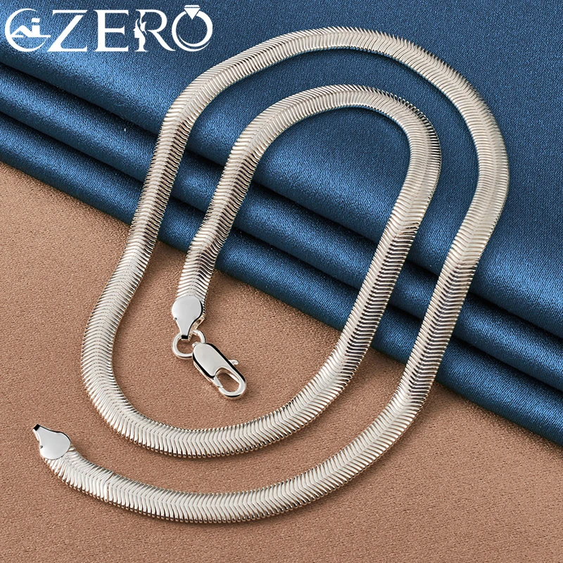 Wholesale 925 Sterling Silver Necklace Bracelets Jewelry Set 6mm Flat Soft Snake Chain Fashion Silver Women Mens Wedding