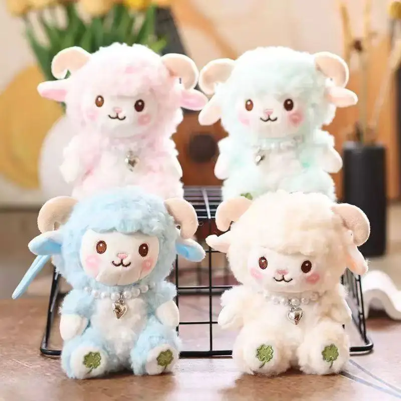 ●1Pcs Soft Comfortable Cartoon Animal Stuffed Doll Collection Cartoon Sheep Keyring PP Cotton Little Sheep Plush Keychain