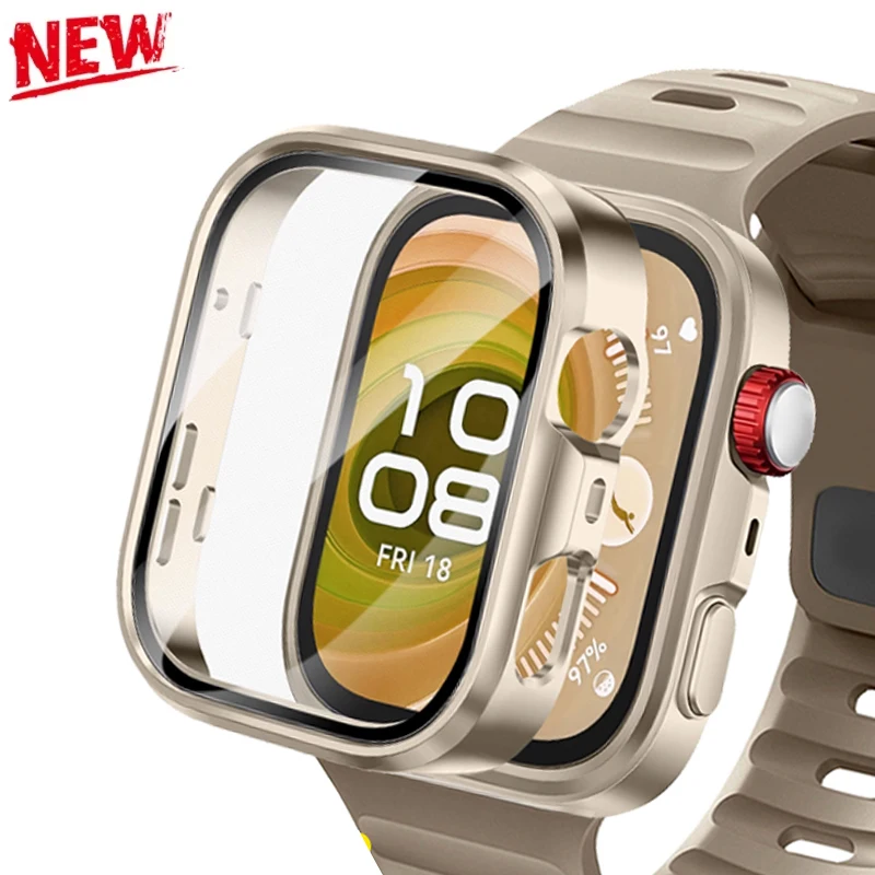 Gehärtetes Glas + Hülle für Huawei Watch Fit 4 Pro, Rundum-PC-Stoßstange, Displayschutzfolien für Huawei Fit 4-Zubehör
