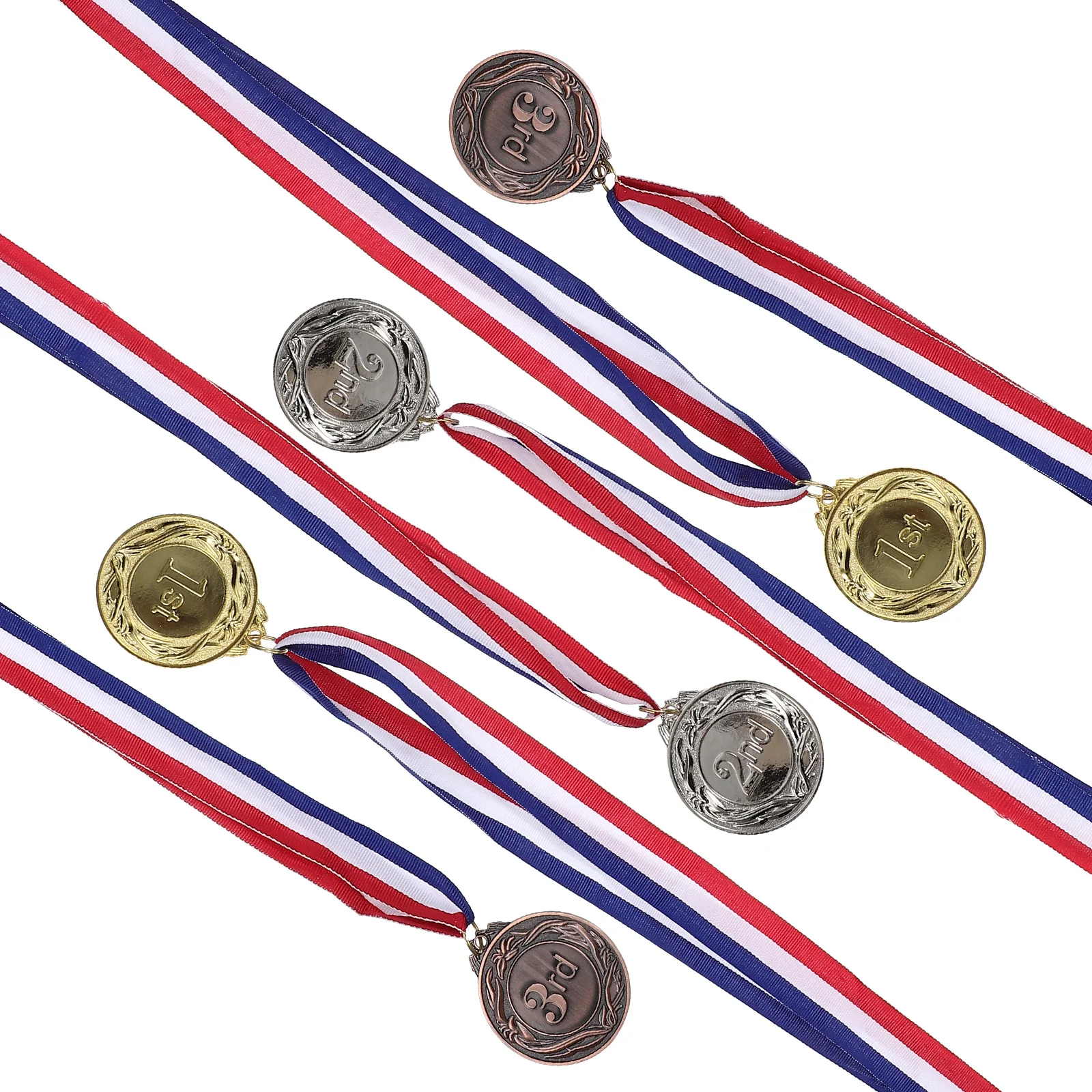 

6Pcs Medal Awards for Sports Day Medals Zinc Alloy Award Medals with Ribbons Game Competition Prize Medal