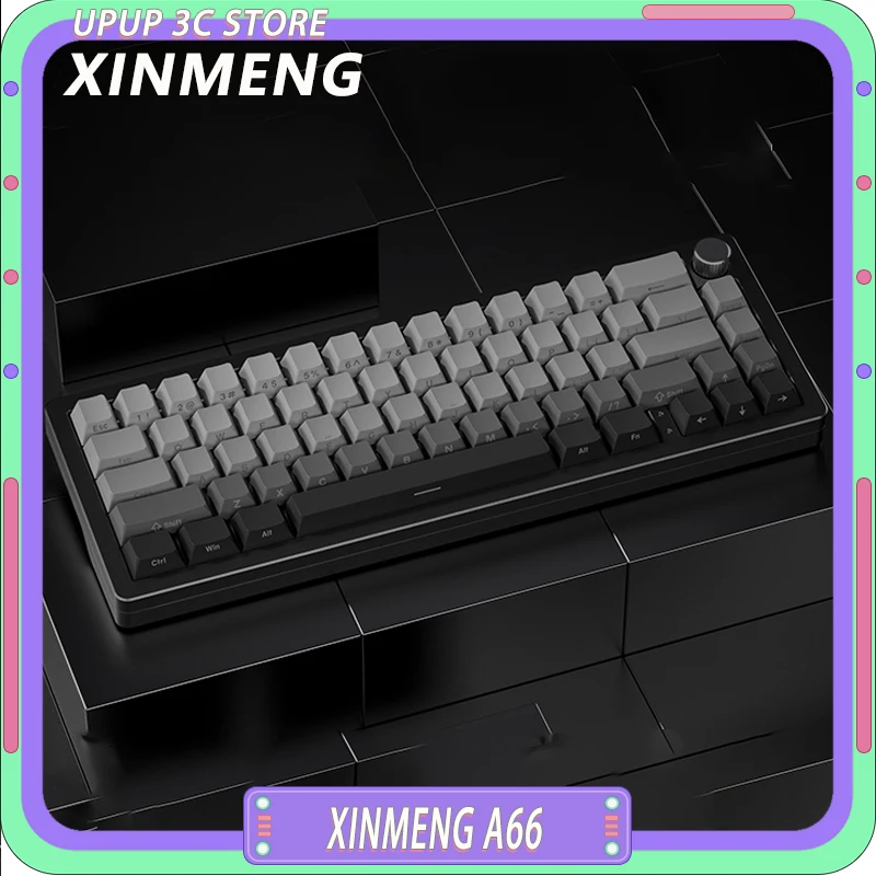 

XINMENG A66 Mechanical Keyboard Aluminium Alloy Three Mode Multifunctional Knob Wireless Gaming Keyboard Hot Swap Pc Gamer Mac