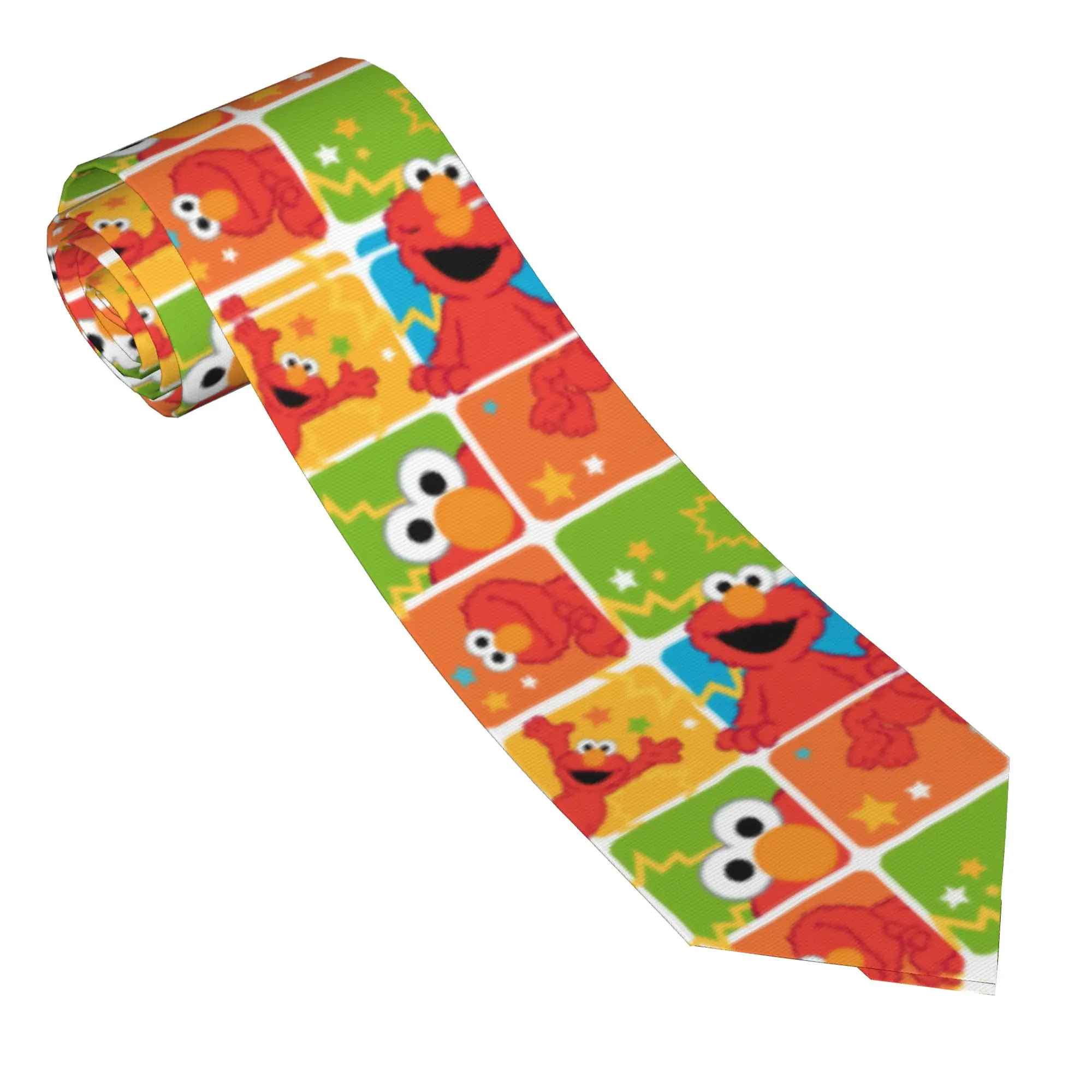 Corbatas de seda con diseño de cuadrícula de Elmo de Plaza Sésamo, coloridas, de 8 cm de ancho, para hombre, accesorios para camisa, corbatín, accesorios para boda