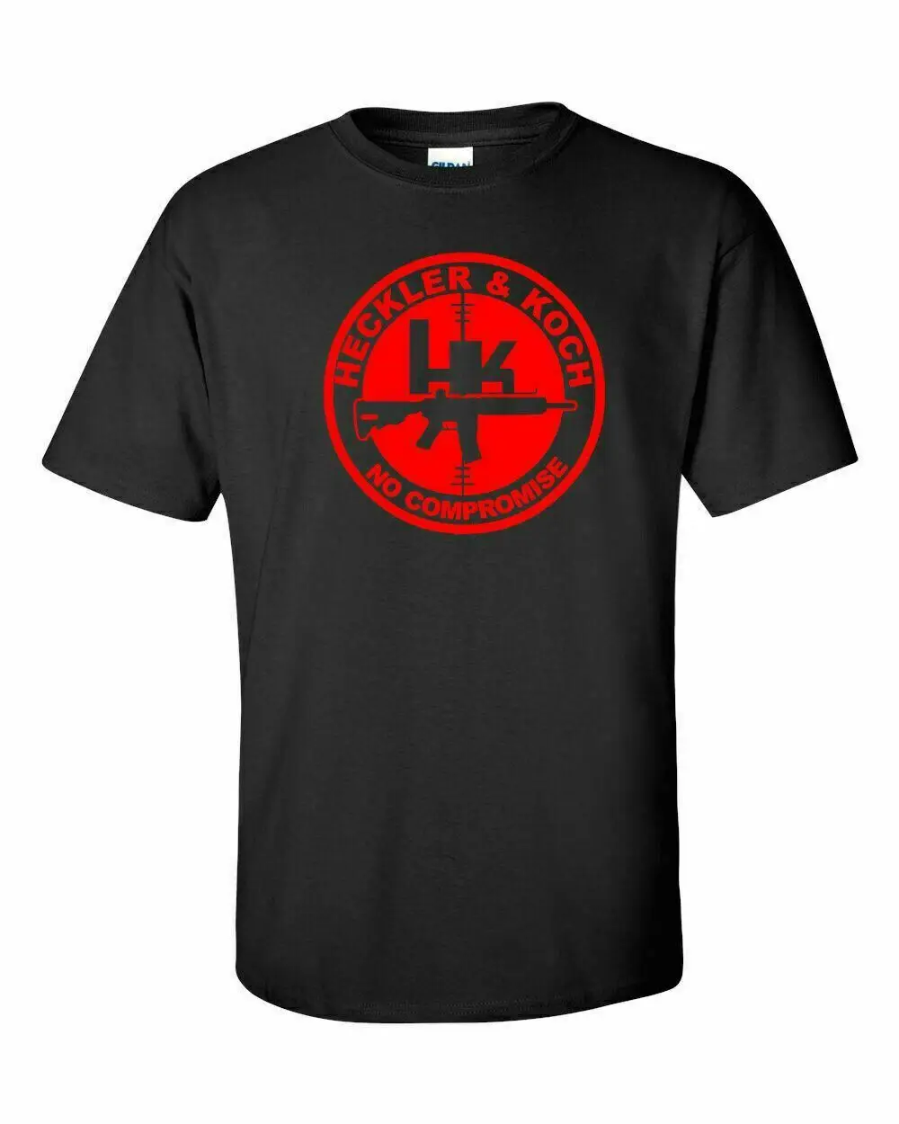 Heckler Koch No Compromise Red Logo T Shirt 2nd Amendment Pro Gun Rifle Pistol