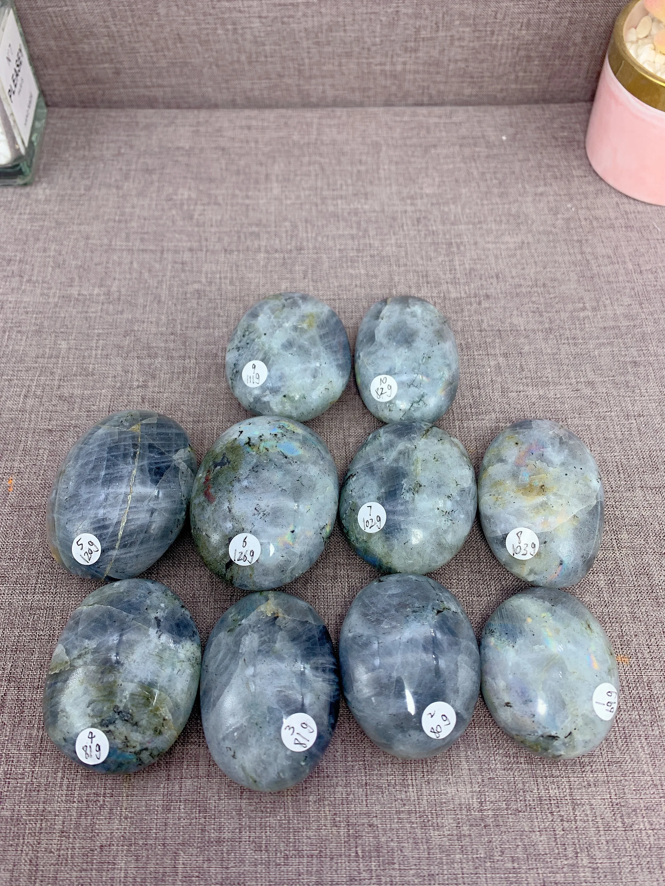 

Natural Crystal Purple Blue Labradorite Palm Home Decoration Minerals Reiki Craft Gemstone Energy Healing