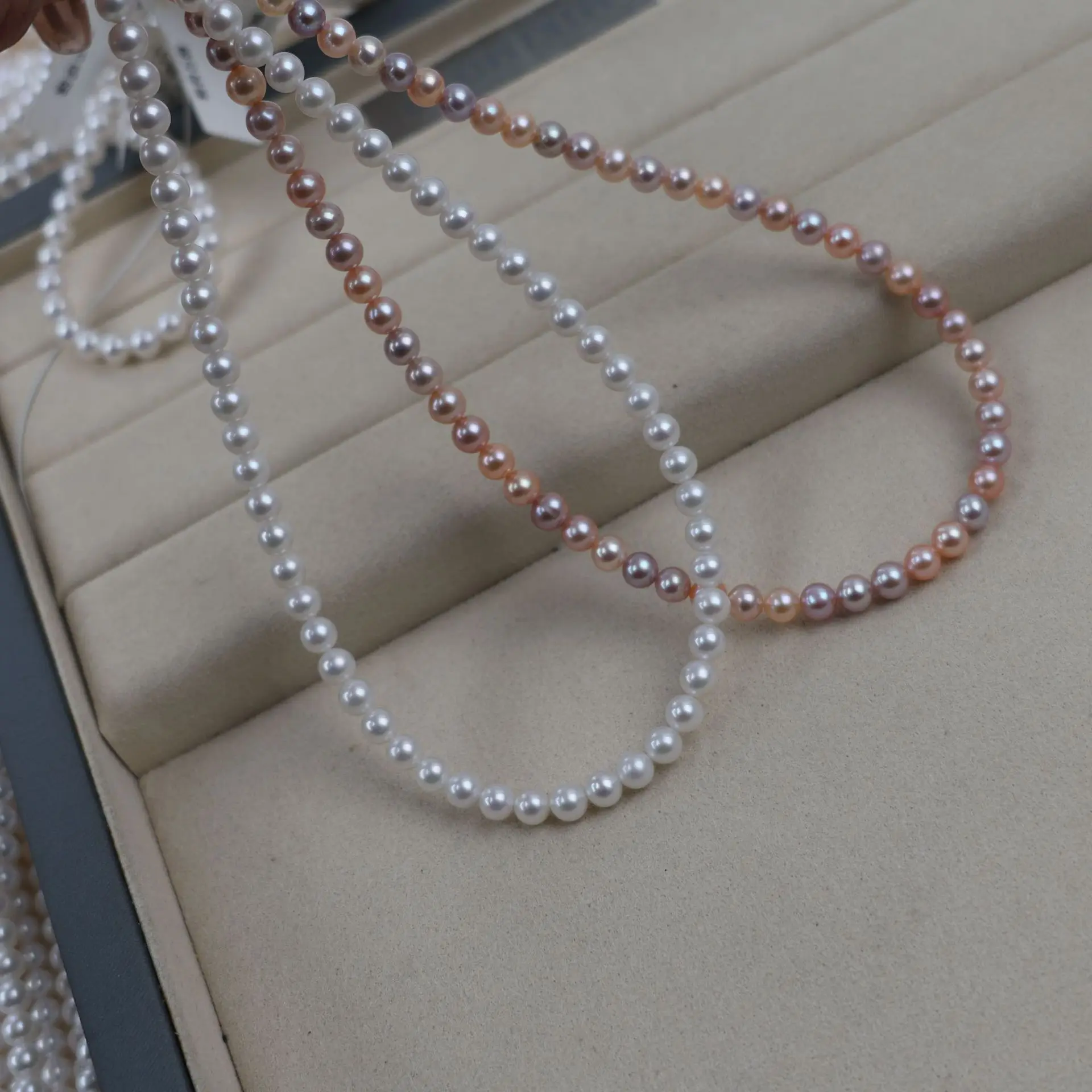 

Модные жемчужные бусины 4,5-5 мм с высоким блеском, почти круглые, из пресноводного жемчуга, полуфабрикат для ожерелий, браслетов, серег, для рукоделия