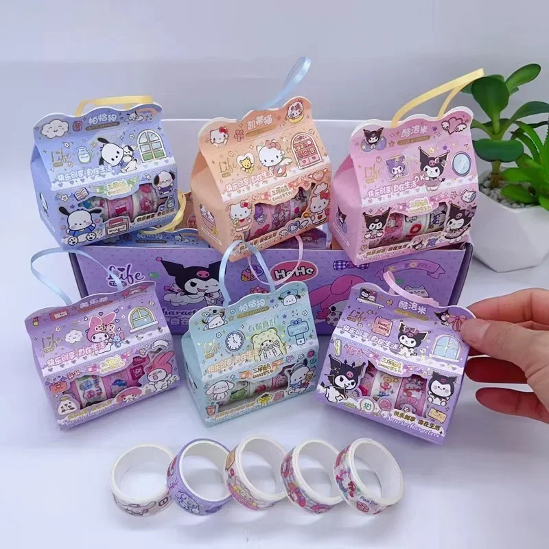 5Pcs/Set Sanrio series Washi Tape Set Japanese Paper Kawaii Stickers Scrapbooking flower Adhesive Washitape Mymelody Kuromi