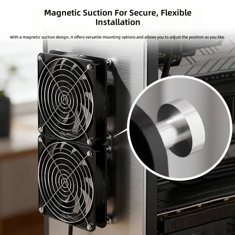 for High Speed Large Air Volume Cooling 12CM Magnetic Fan Chassis External Fan for Computer Host External 220v