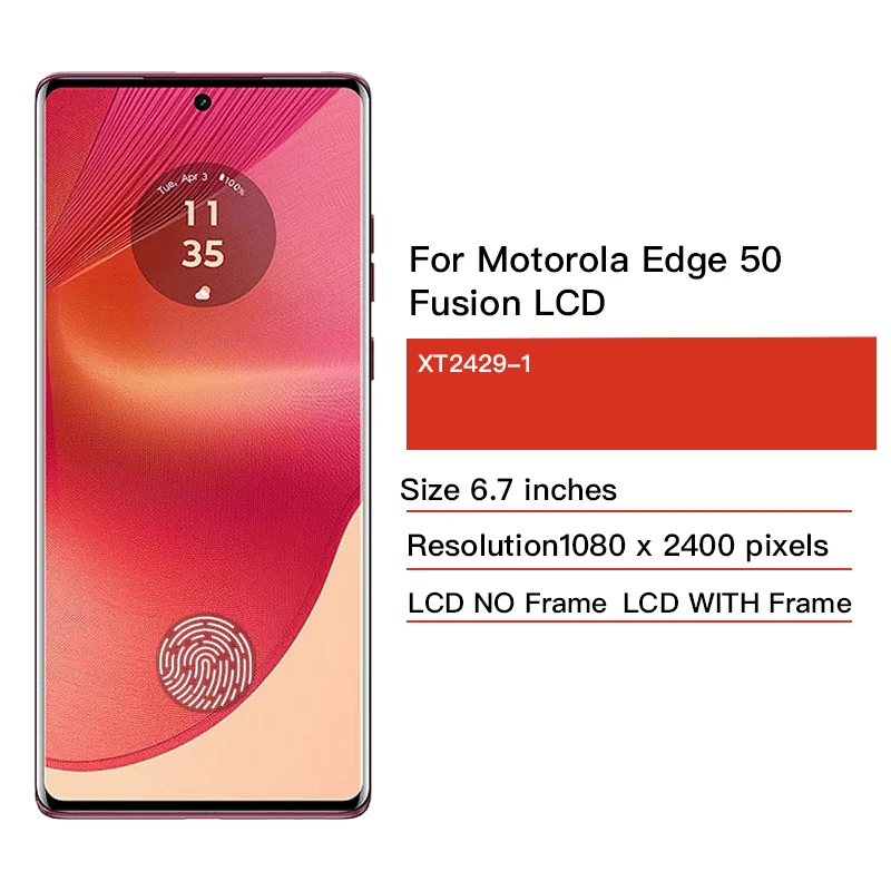 6.7 AMOLED Nowy wyświetlacz LCD z digitizerem do Motorola Edge 50 Fusion, zamiennik ekranu do Moto Edge50 Fusion XT2429-1 LCD — zdjęcie produktu 2