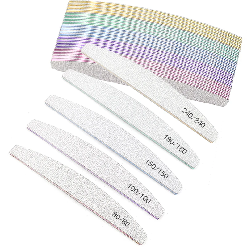 5/10Pcs Colorful Nail File 80/100/180/180/240 Strong Sandpaper Nails File Set Sanding Half Moon Filer Nail Accessories and Tools