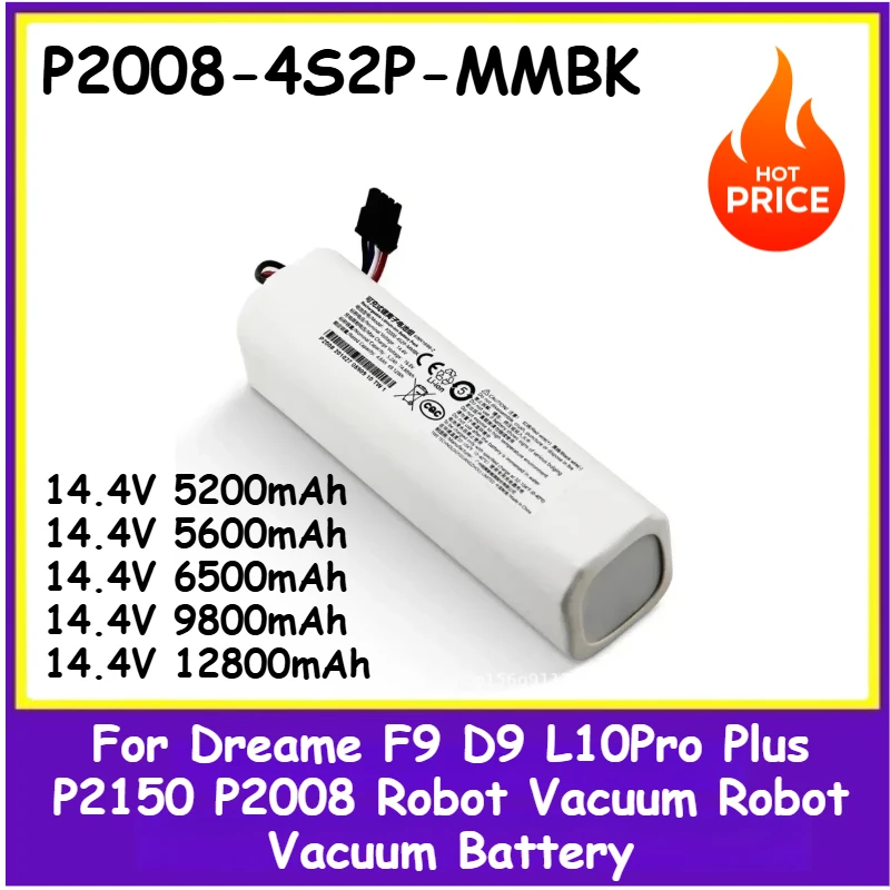 

P2008-4S2P-MMBK 14.4V 12800mAh Replacement Battery For Dreame F9 D9 L10Pro Plus P2150 P2008 Robot Vacuum High Quality