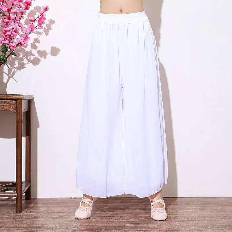

New dance suit practice pants loose and elegant chiffon wide-leg pants modern dance classical folk dance performance clothing