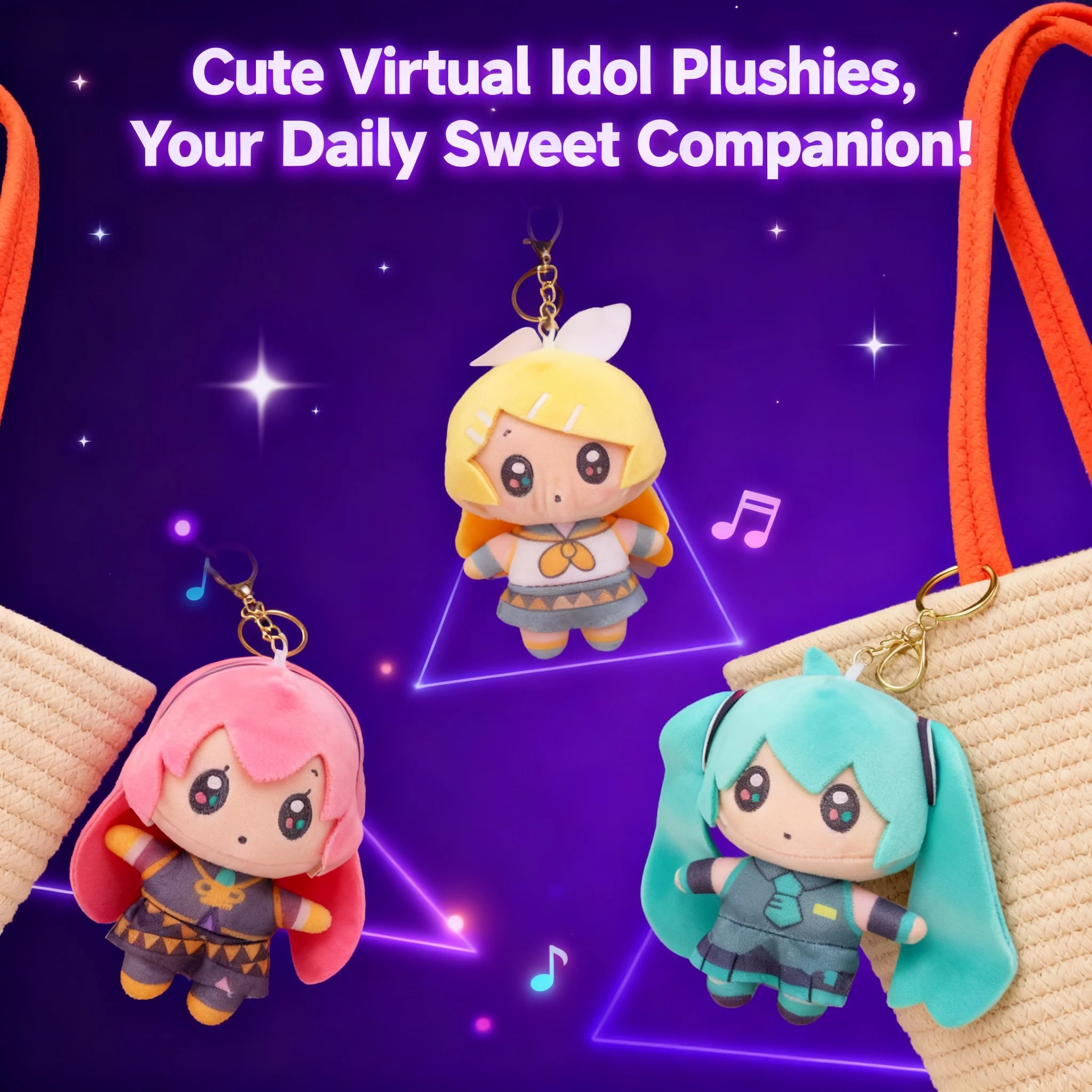 

Cute Mascot Keychain Plush Toy Cartoon Figure Bag Charm Doll Hatsune Miku Anime Character Pendant Accessories For Fans Gifts