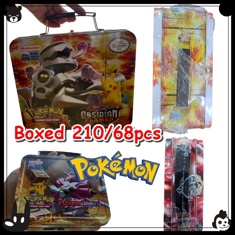 nova-caixa-de-metal-de-ferro-pokemon-batalha-brinquedo-pokemons-caixa-com-alca-pikachu-jogo-anime-cartoes-bancarios-68-210-pcs-ingles