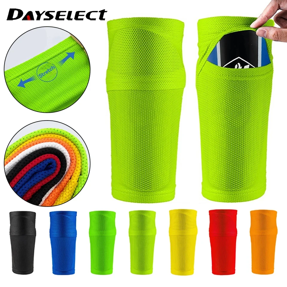 1Pair Soccer Shin Guard Training Leg Sleeves Sock Football Crashproof Calf Protector Nylon Shin Protector Pocket Men Women