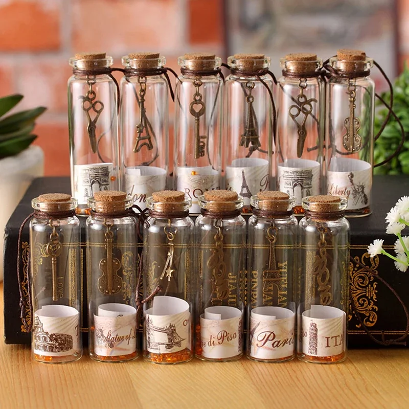 Mini Clear Glass Bottles with Cork Transparent Message Wishing Bottles DIY Art Crafts for Christmas Wedding Party Decors