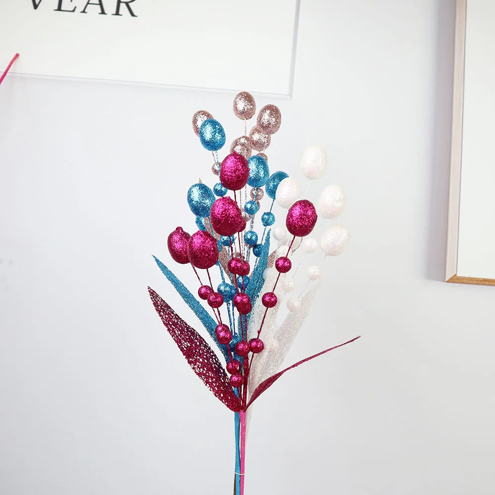

Christmas Decoration Simulation Plant Glitter Berry Branch Party Plain Colour Layout Artificial Plant Photograpy Home Props