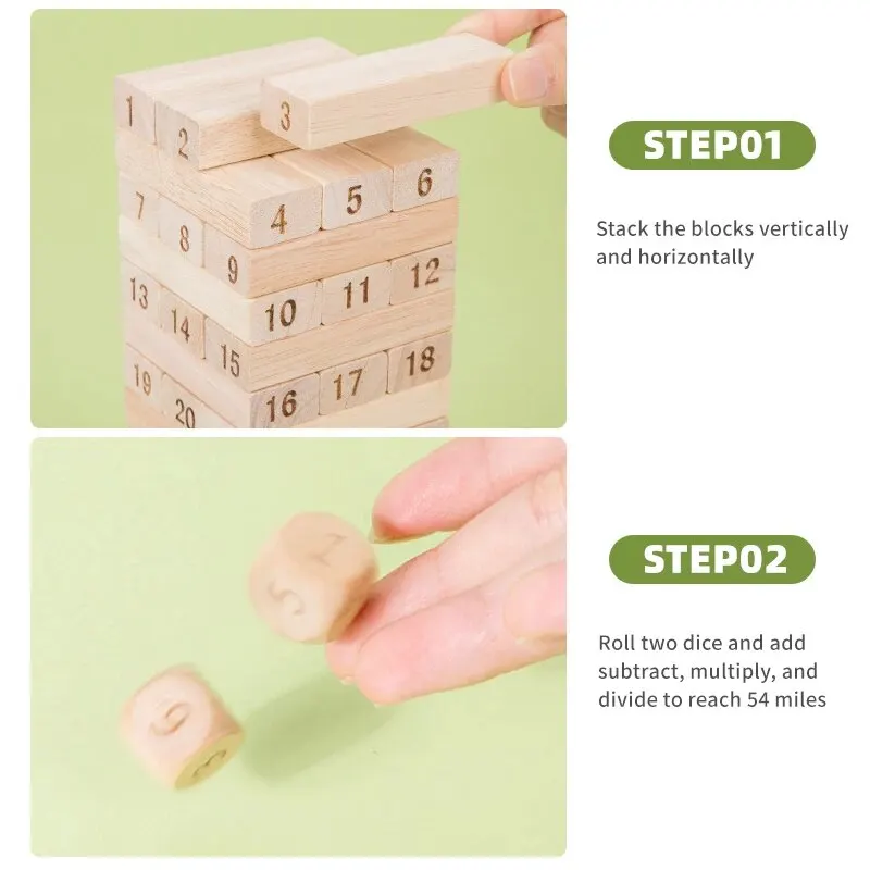 لعبة لوح خشبي قابلة للطي للأطفال - 54 قطعة لعبة تعليمية للتعلم المبكر، لعبة ألغاز تفاعلية بين الوالدين والطفل #5