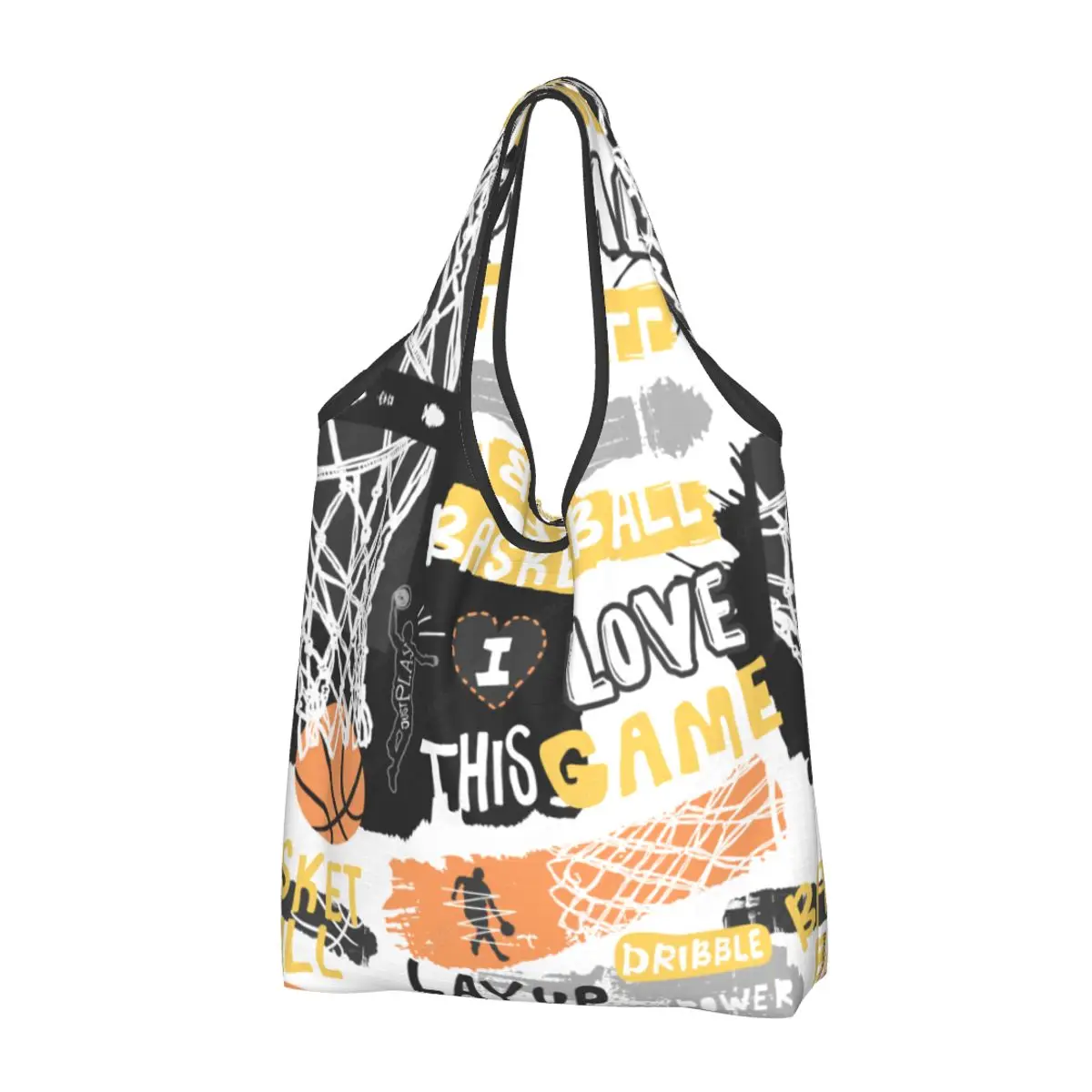 Reusable Basketball Dots Round Shopping Bag Women Tote Bag Portable Physical culture Groceries Shopper Bags