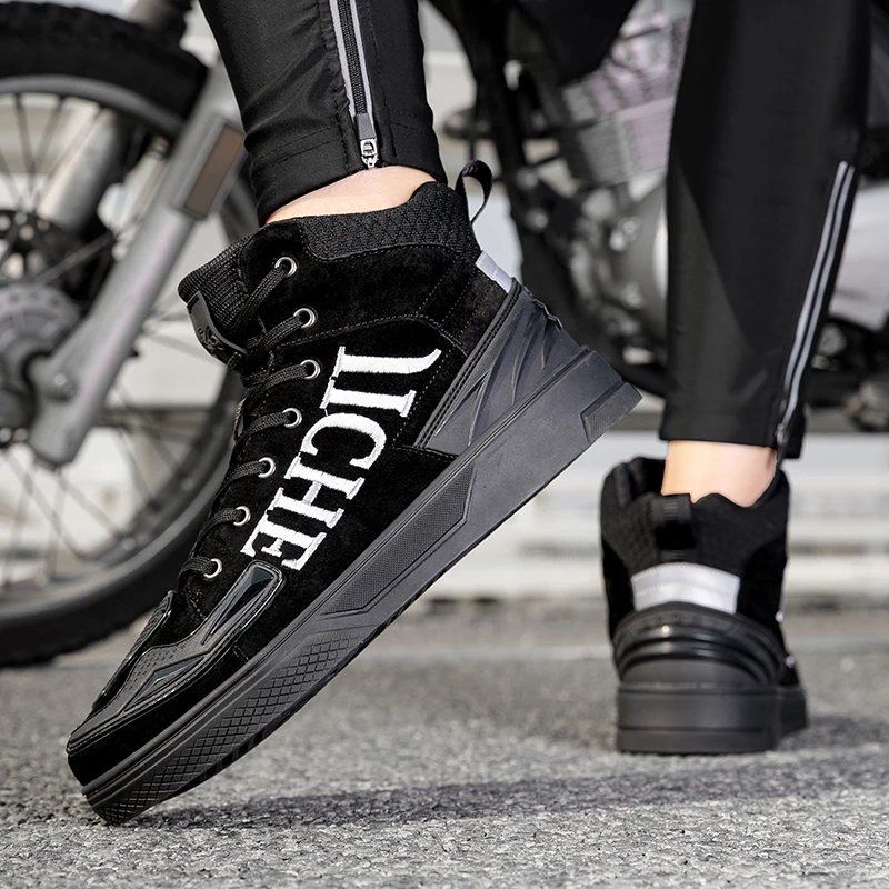 

Men's Motorcycle Shoes New Leather Men Motorcycle Boots Breathable Anti-fall Motorbike Protective Shoes Motos Short Ankle Boot