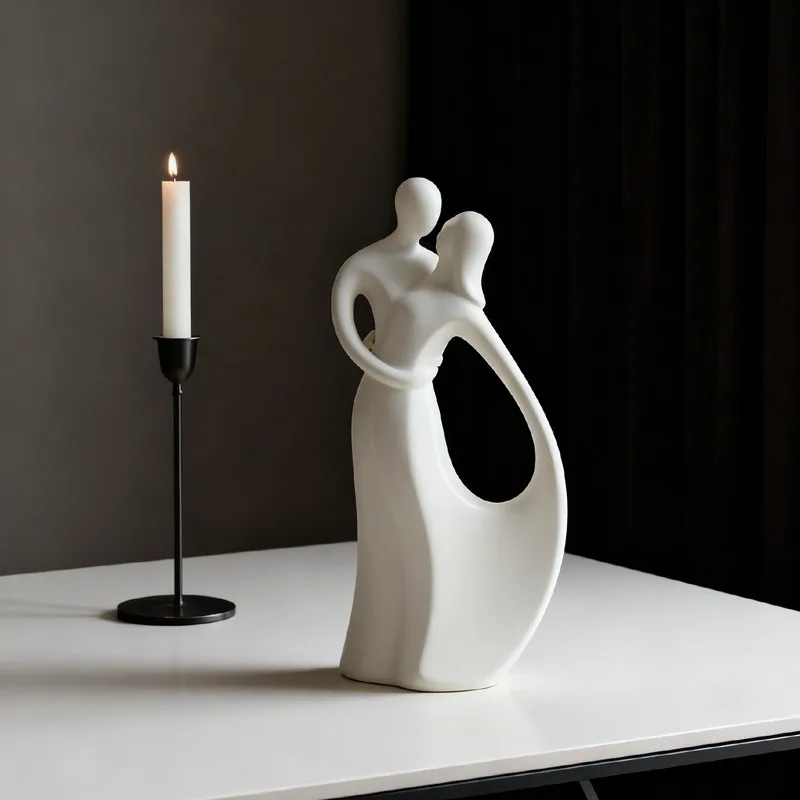 Minimalist Abstract Hugging Couple Figurine Nordic Style Modern Home Desktop Decor Soft Furnishing Ornament
