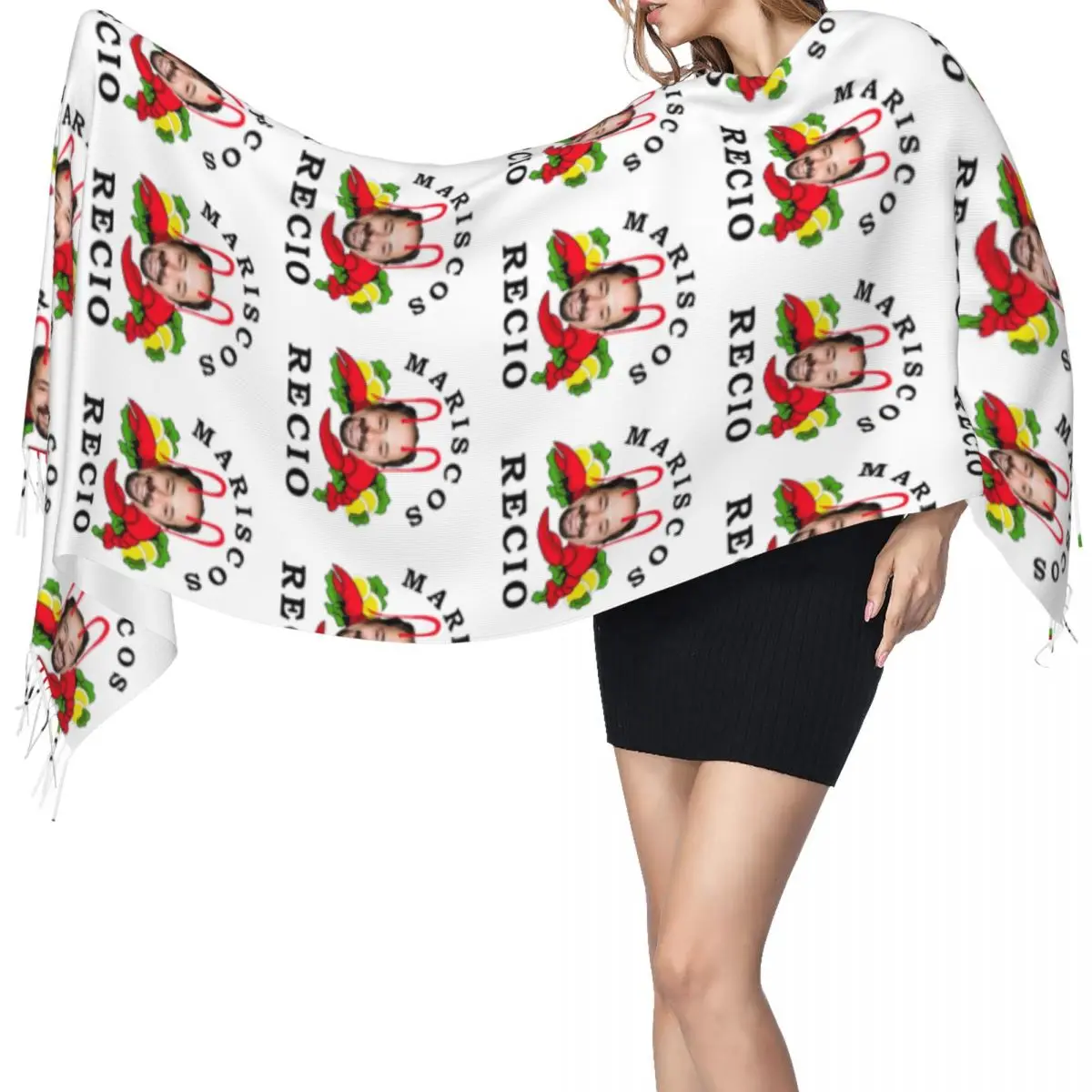 

Женский шарф с кисточками Antonio Recio, мягкие теплые шали и накидки, длинная осенне-зимняя шаль