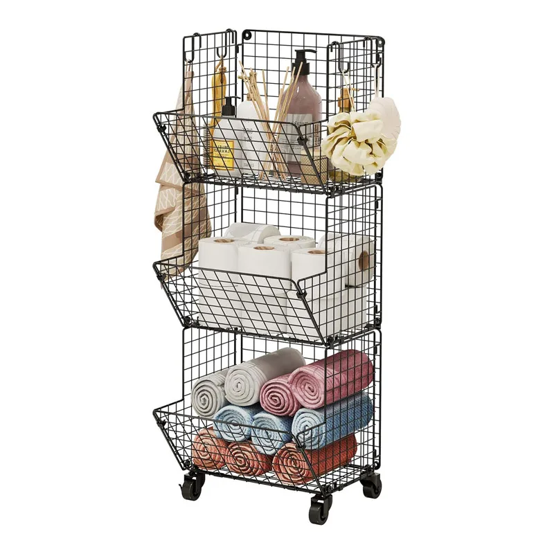 Cross-border trolley rack floor-to-ceiling kitchen bathroom multi-layer storage rack snacks fruit toiletries storag