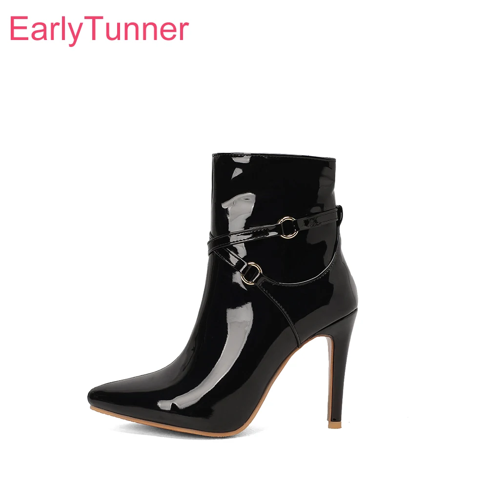 

2026 New Spring Elegant Black Wine Red Women Ankle Boots Sexy High Thin Heels Lady Shoes Plus Small Big Size 12 33 43 47 50