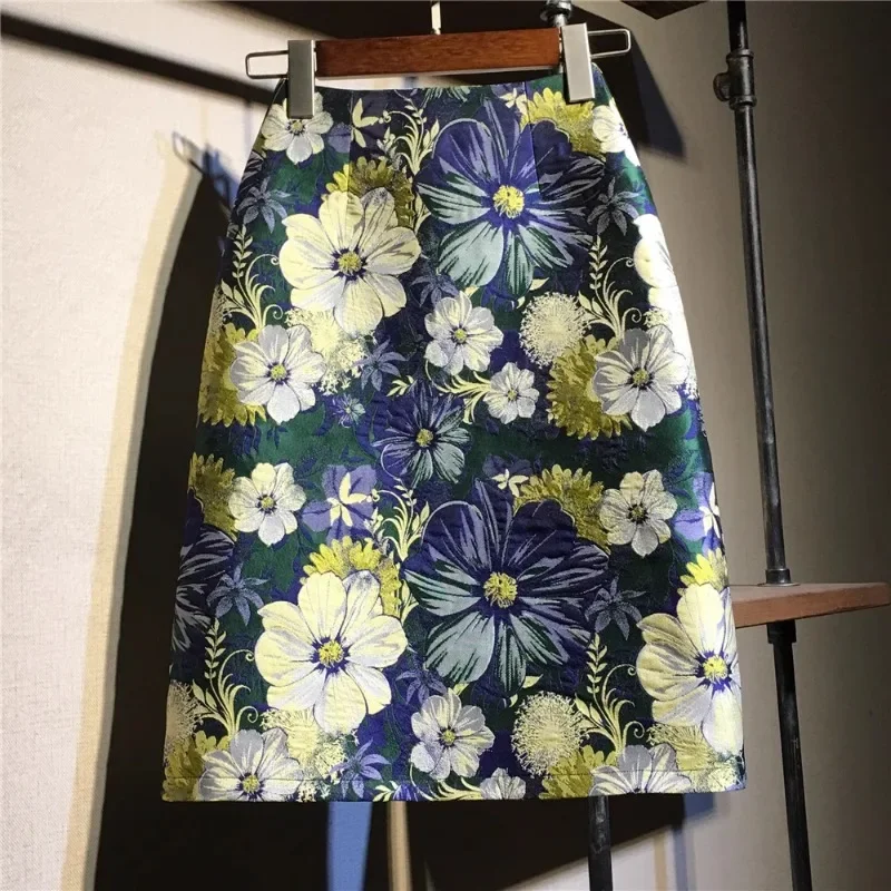 Summer Spring Fashion Flower Jaquard Lady Girl Slim Mini Short Skirts A Line Kawaii Cute Street Chic Boho Saia Bottoms