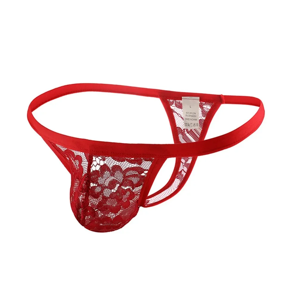 

G-string Underpants Lace Low Rise Men Underwear Breathable Briefs Bulge Comfortable Pouch Sheer T-back Thong New