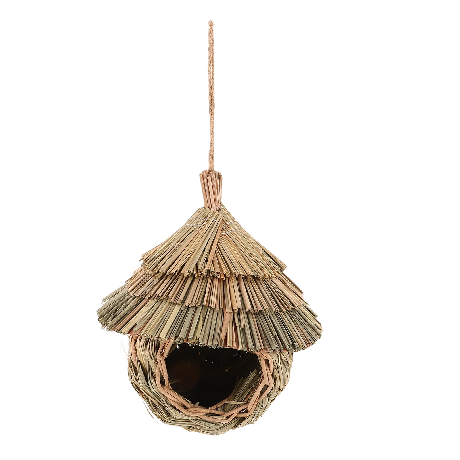 

Hand-Woven Birdhouse Straw Hummingbird Nest Mini for Swallow Sparrow Outdoor Hanging Garden Patio Decor