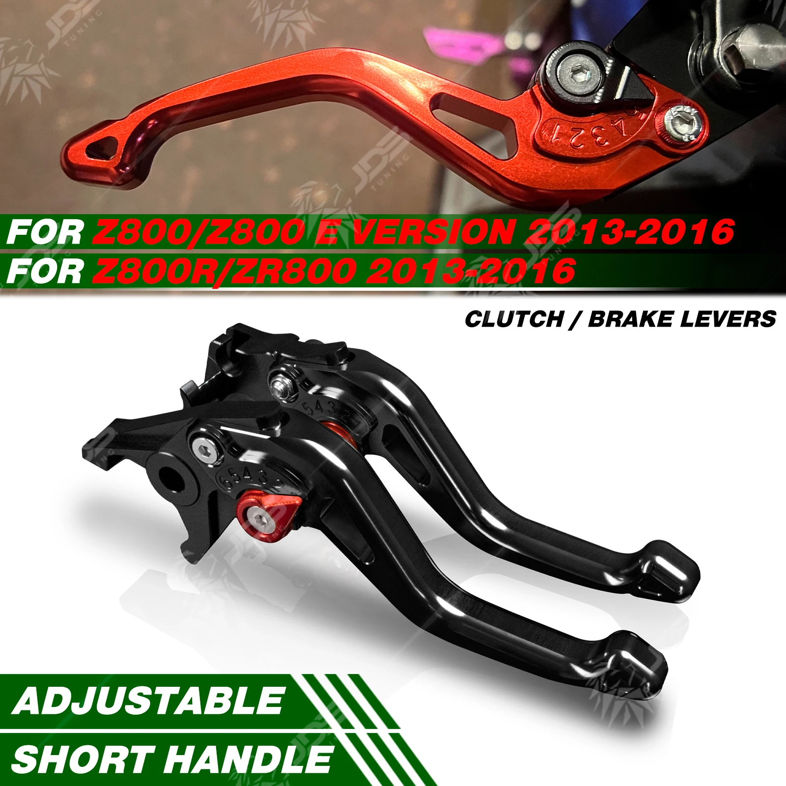 For Kawasaki Z800/Z800 E VERSION/Z800R/ZR800 2013-2016 Racing Short Brake Lever Set Adjustable Handle Levers Three-Fingers Parts
