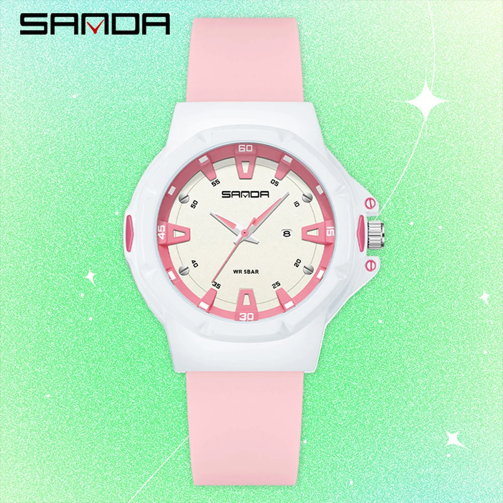 SANDA New 3260 Fashion Student Quartz Watch Waterproof Luminous Calendar Simple Women's Student Quartz Watch 2025