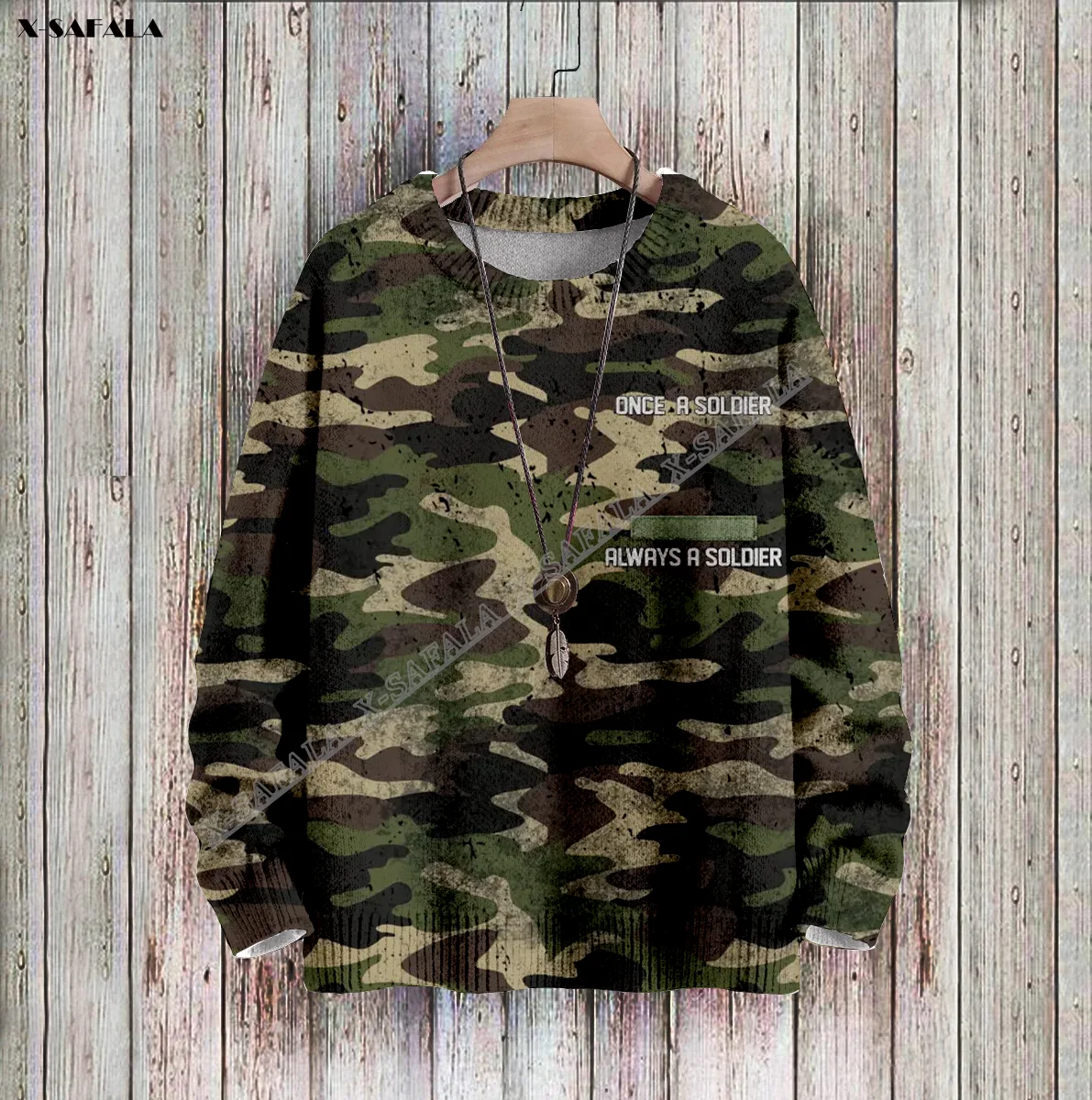 

France French Army Camo Veteran Soilder 3D Printed Ugly Sweater Christmas Gift Men Female Winter Knitted Cotton Xmas Warm