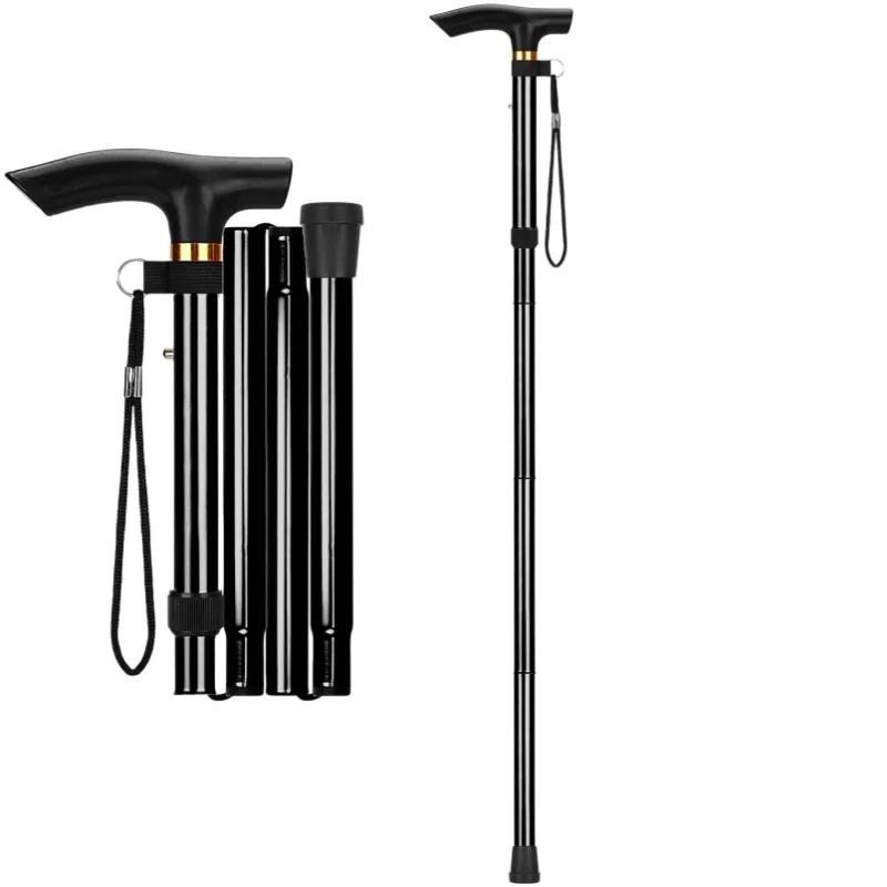 

Folding Cane 5 Level Adjustable Height Lightweight Portable Walking Canes With Wrist Strap And T Handle Men Women Seniors