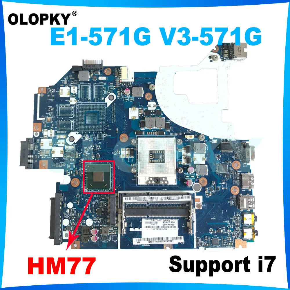 

Q5WVH Q5WV1 LA-7912P motherboard for Acer Aspire E1-571G V3-571G laptop motherboard HM77 SLJ8A UMA DDR3 Tested