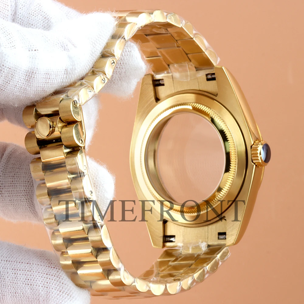 36/39mm NH35 Fluted Watches Case President Bracelet Bezel Stainless Steel For Datejust Seiko Fit NH35 NH36 Movement 28.5mm Dial