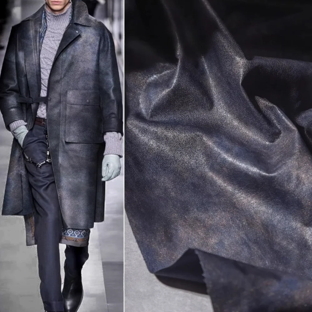 

Tie Dyed Leather Fabric Blue Purple Bag Jacket Clothing Designer Cloth Diy Apparel Sewing Fabric PU Polyester Material