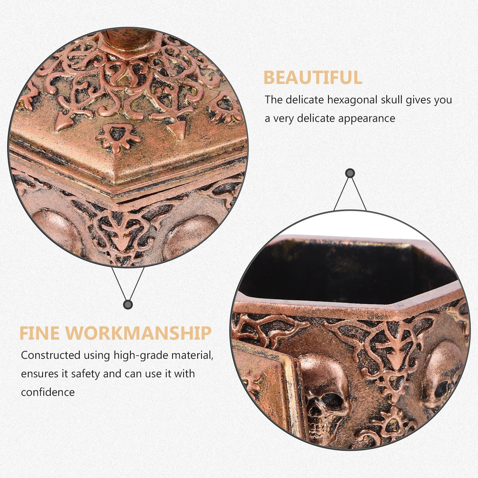 1Pcs Jewelry Box Stylish Hexagonal Skull Golden Resin Jewelry Storage Organizer Container for Rings Earrings Watches Decorative