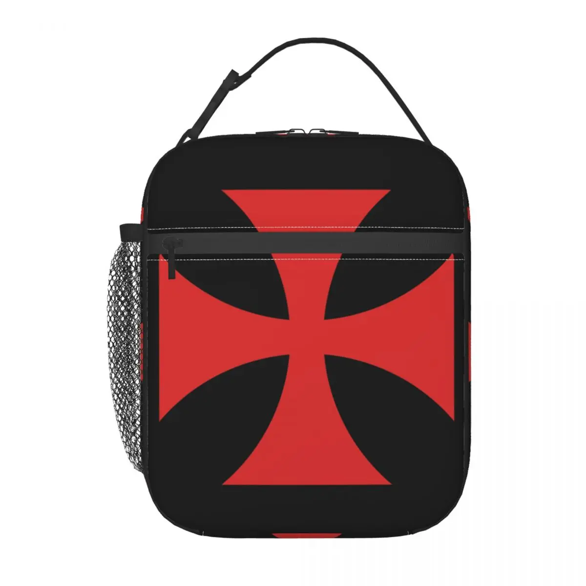 Custom Templar Knight Jerusalem Cross Seal Medieval Warrior Symbol Lunch Bag Men Women Warm Cooler Insulated Lunch Box