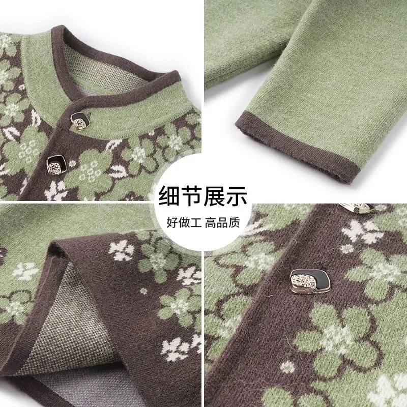 

Korean Ladies Stand-up Collar Sweater Tops 2025 Women Fashion Knitted Cardigan Jacket Autumn Female Long Sleeves Knitting Coat