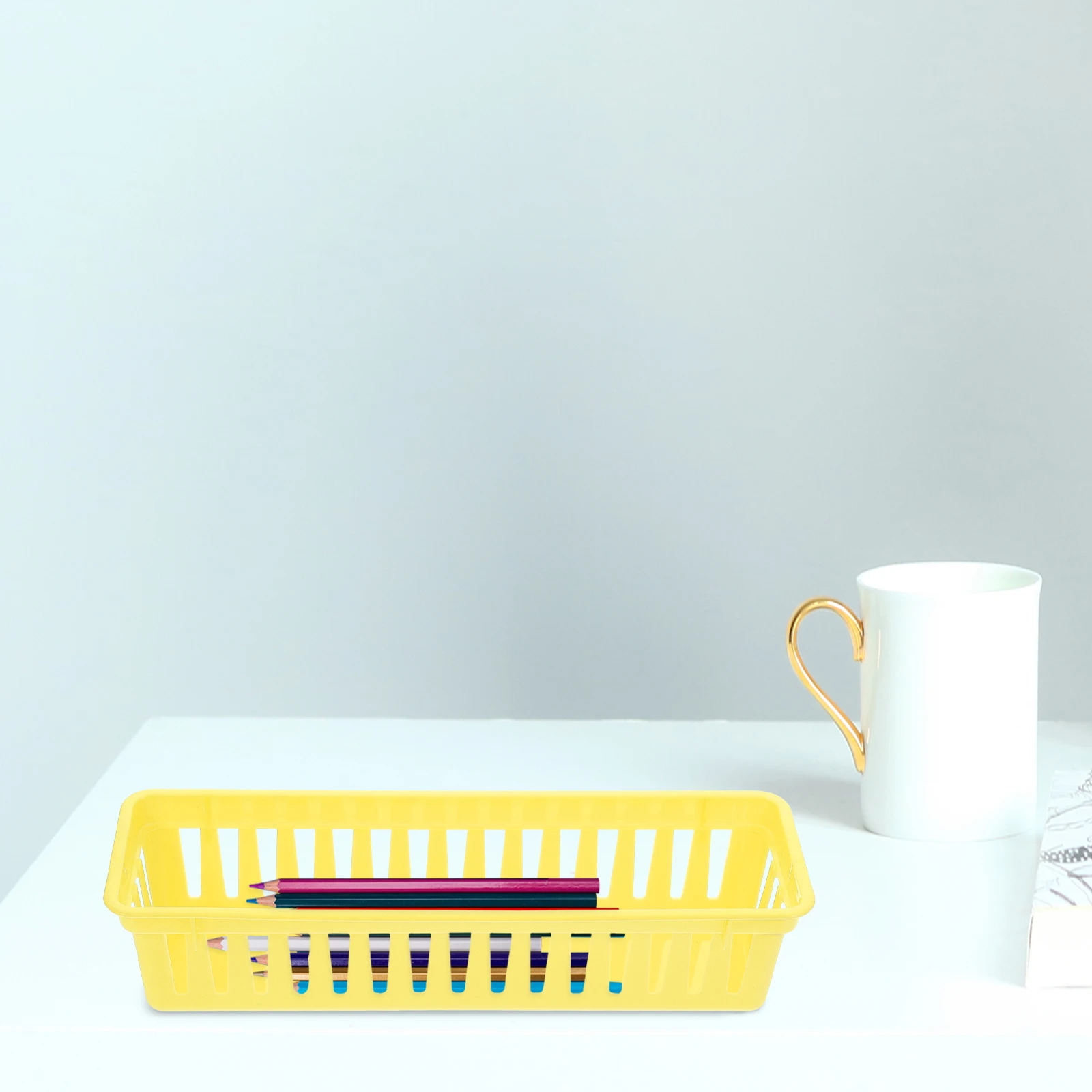 

Multifunctional Classroom Storage Basket Lightweight Plastic Pencil Stationery Organizer Bright Colors Space-Saving Desk