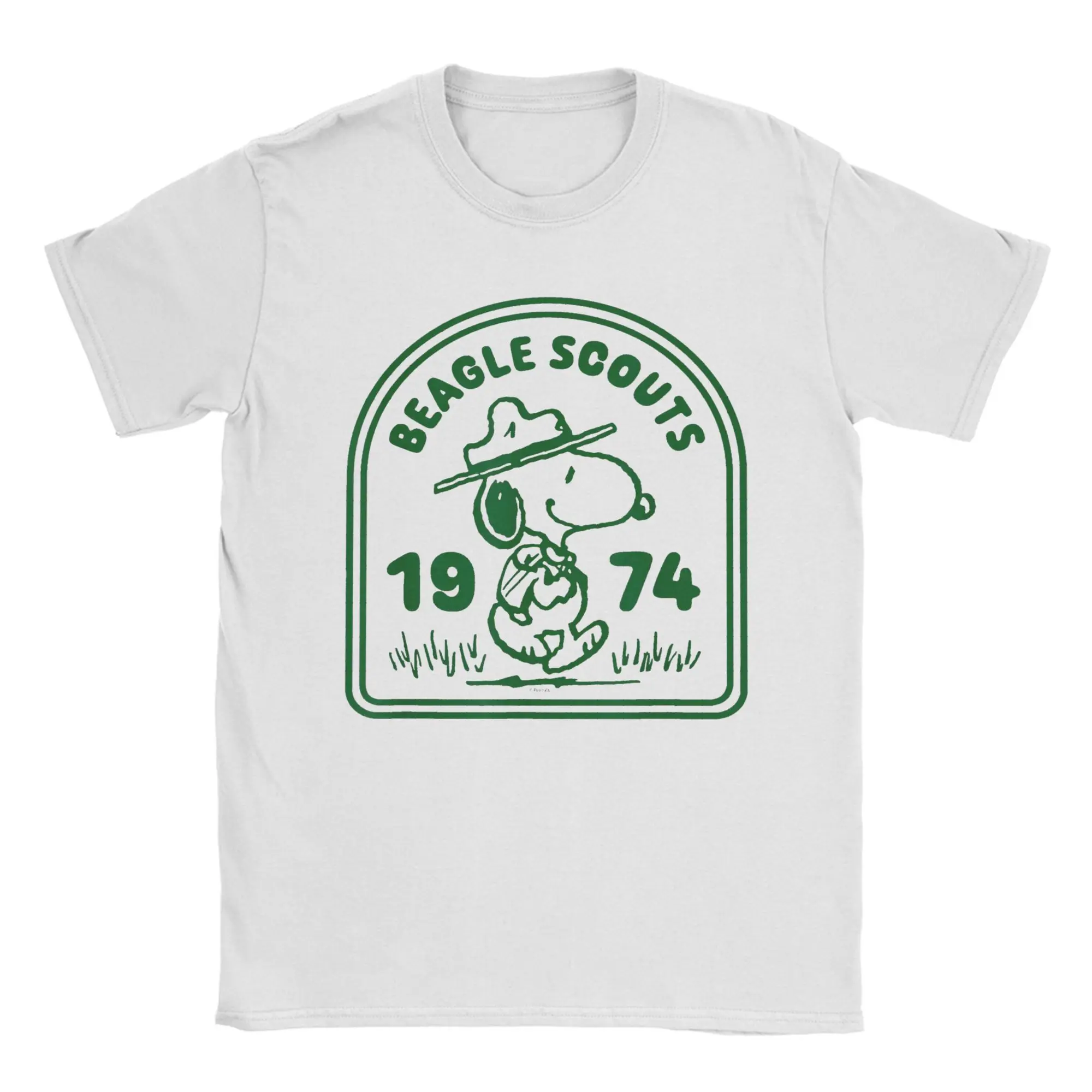 Camisetas Snoopy Beagle Scouts masculinas de algodão, roupas masculinas Harajuku com desenhos animados, gola redonda, manga curta